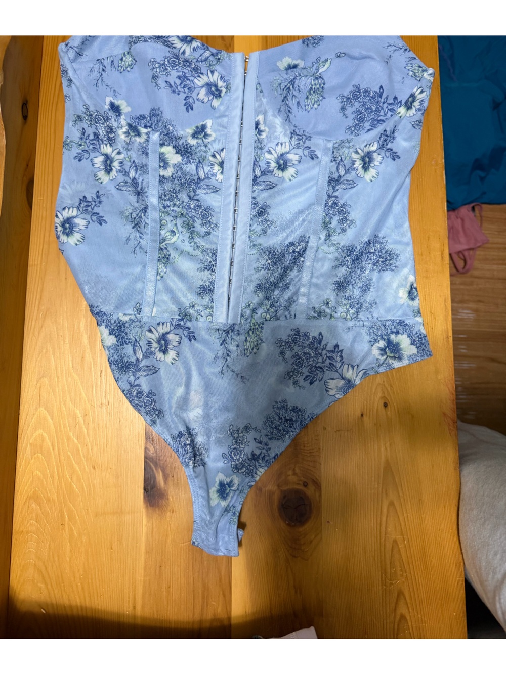 Free People Light Blue Floral Corset Top